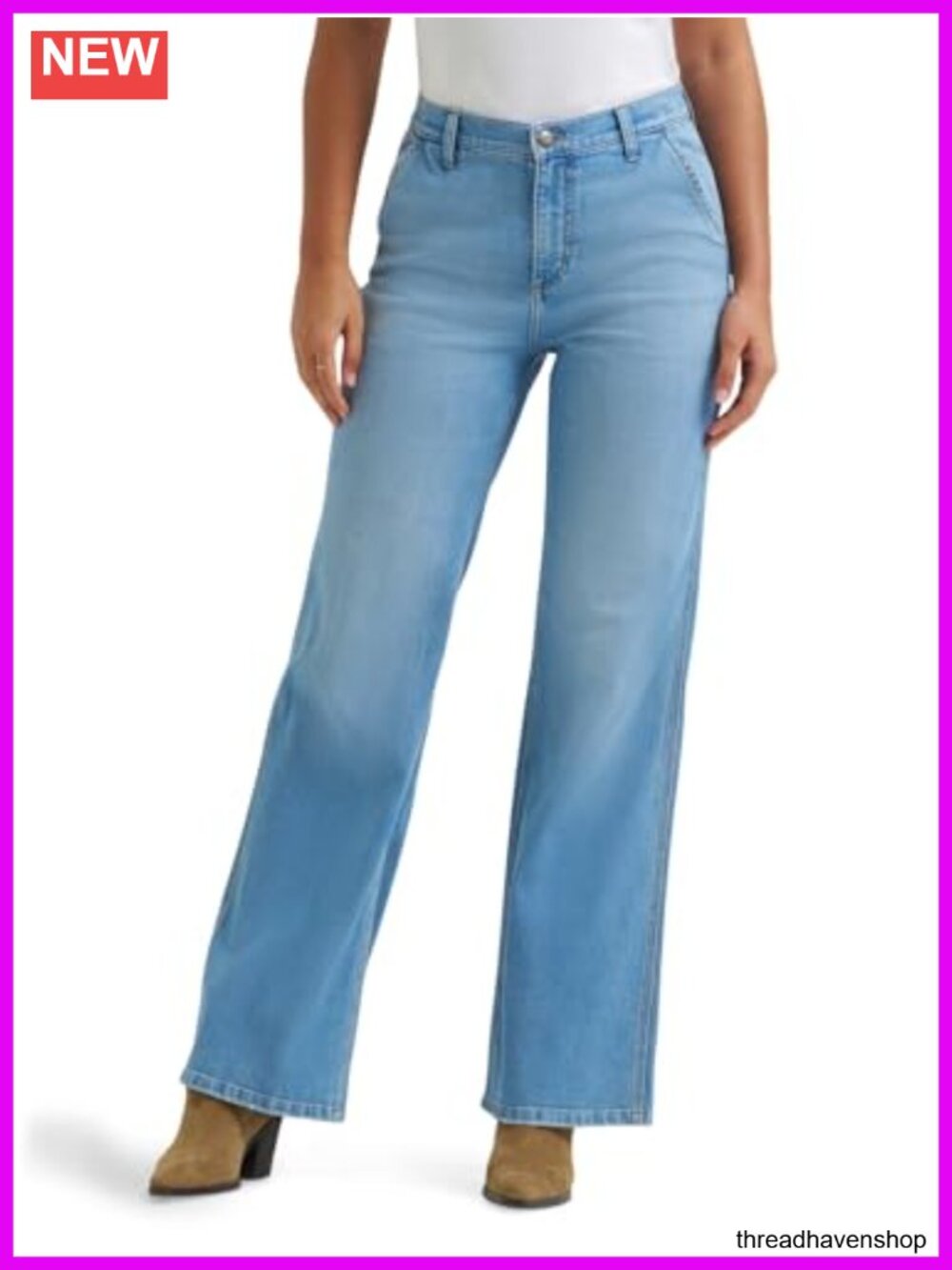 High Rise Wide Leg A-Line Jeans with Stretch